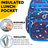 J World Duet Kids Backpack & Lunch Box Set For Boys & Girls Pre - K to Elementary School, Spaceship