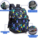 J World New York Atom Laptop Backpack – Ergonomic Backpack for School with Air Mesh Padded Shoulder Straps – 600D Polyester Work Backpack for Men and Women – Stylish Design (CAMO)