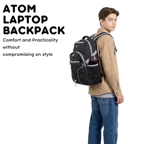 J World New York Atom Laptop Backpack – Ergonomic Backpack for School with Air Mesh Padded Shoulder Straps – 600D Polyester Work Backpack for Men and Women – Stylish Design (CAMO)