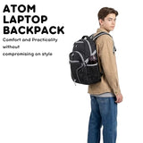 J World New York Atom Laptop Backpack – Ergonomic Backpack for School with Air Mesh Padded Shoulder Straps – 600D Polyester Work Backpack for Men and Women – Stylish Design (CAMO)