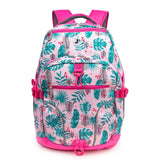 J World New York Atom Laptop Backpack – Ergonomic Backpack for School with Air Mesh Padded Shoulder Straps – 600D Polyester Work Backpack for Men and Women – Stylish Design (PALM LEAVES)
