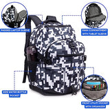 J World New York Atom Laptop Backpack – Ergonomic Backpack for School with Air Mesh Padded Shoulder Straps – 600D Polyester Work Backpack for Men and Women – Stylish Design (CAMO)
