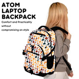 J World New York Atom Laptop Backpack – Ergonomic Backpack for School with Air Mesh Padded Shoulder Straps – 600D Polyester Work Backpack for Men and Women – Stylish Design (PALM LEAVES)