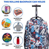 J World New York Sunny Rolling Backpack for Kids and Adults, Graffiti, 17 X 11.5X 5.5" (H X W X D)"