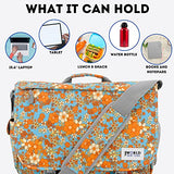 J World New York Thomas Laptop Messenger Bag for Women & Men. Girls Computer Bookbag, Retro Bloom
