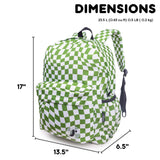 J World Oz Middle School Backpack for Kids. Cute Laptop Bookbag for Girls Boys, Matcha Checkers