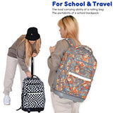 J World Sundance Laptop Rolling Backpack for Girls Boys. Roller Bookbag with Wheels, Line