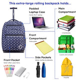 J World Sundance Laptop Rolling Backpack for Girls Boys. Roller Bookbag with Wheels, Line