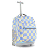 J World Sundance Laptop Rolling Backpack for Girls Boys. Roller Bookbag with Wheels, Wiggle Blue