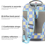 J World Sundance Laptop Rolling Backpack for Girls Boys. Roller Bookbag with Wheels, Wiggle Blue