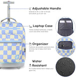 J World Sundance Laptop Rolling Backpack for Girls Boys. Roller Bookbag with Wheels, Wiggle Blue