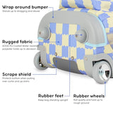J World Sundance Laptop Rolling Backpack for Girls Boys. Roller Bookbag with Wheels, Wiggle Blue