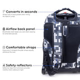 J World Sunrise Kids Rolling Backpack with Wheels for Girls Boys, Roller Bookbag for School, 18 x 13 x 9 Inches, Camo