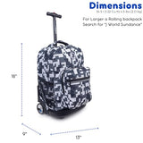 J World Sunrise Kids Rolling Backpack with Wheels for Girls Boys, Roller Bookbag for School, 18 x 13 x 9 Inches, Camo