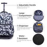 J World Sunrise Kids Rolling Backpack with Wheels for Girls Boys, Roller Bookbag for School, 18 x 13 x 9 Inches, Camo