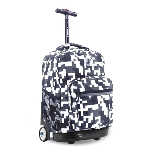 J World Sunrise Kids Rolling Backpack with Wheels for Girls Boys, Roller Bookbag for School, 18 x 13 x 9 Inches, Camo | Backpacks4Less