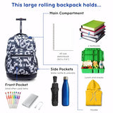 J World Sunrise Kids Rolling Backpack with Wheels for Girls Boys, Roller Bookbag for School, 18 x 13 x 9 Inches, Camo