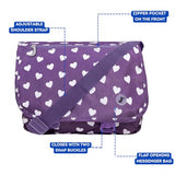 J World Terry Cute Messenger Bag for Girls & Women. Kids Small School Shoulder Bag, Purple Heart