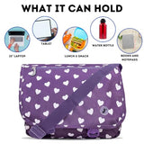 J World Terry Cute Messenger Bag for Girls & Women. Kids Small School Shoulder Bag, Purple Heart