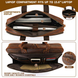 Jack&Chris Full Grain Leather Briefcase for Men,Business Messenger Bag Laptop Bag Attache Case 15.6",MB005 - 9L…