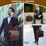 Jack&Chris Full Grain Leather Briefcase for Men,Business Messenger Bag Laptop Bag Attache Case 15.6",MB005 - 9L…