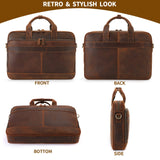 Jack&Chris Full Grain Leather Briefcase for Men,Business Messenger Bag Laptop Bag Attache Case 15.6",MB005 - 9L…