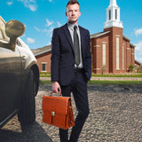 Jack&Chris® Mens New PU Leather Briefcase Messenger Bag Laptop Bag, MBYX015 - B (Red)