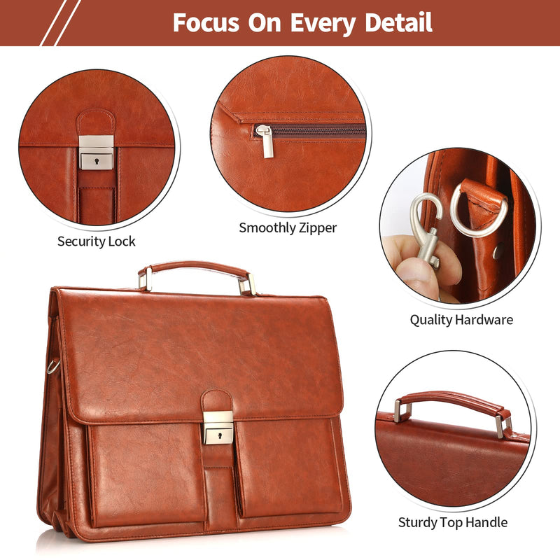 Jack&Chris® Mens New PU Leather Briefcase Messenger Bag Laptop Bag, MBYX015 - B (Red)