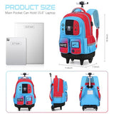 Jafeton Rolling Backpack for Boys, 3 PCS Gamer Boy Backpack Set with Lunch Box & Pencil Pouch, Roller Wheels School bag for Boys Kids Teens, Elementary Middle School, Kids Bookbag Casual Daypack