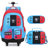 Jafeton Rolling Backpack for Boys, 3 PCS Gamer Boy Backpack Set with Lunch Box & Pencil Pouch, Roller Wheels School bag for Boys Kids Teens, Elementary Middle School, Kids Bookbag Casual Daypack