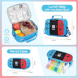 Jafeton Rolling Backpack for Boys, 3 PCS Gamer Boy Backpack Set with Lunch Box & Pencil Pouch, Roller Wheels School bag for Boys Kids Teens, Elementary Middle School, Kids Bookbag Casual Daypack