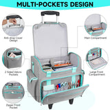 Jaffzora Rolling Teacher Bag with Wheels, Teacher Tote Bag with Detachable Trolley, Large Cart Briefcase with 17in Laptop Sleeve for Women Teaching Office Work Craft Nurse,Gray