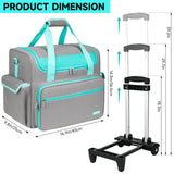 Jaffzora Rolling Teacher Bag with Wheels, Teacher Tote Bag with Detachable Trolley, Large Cart Briefcase with 17in Laptop Sleeve for Women Teaching Office Work Craft Nurse,Gray