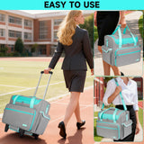 Jaffzora Rolling Teacher Bag with Wheels, Teacher Tote Bag with Detachable Trolley, Large Cart Briefcase with 17in Laptop Sleeve for Women Teaching Office Work Craft Nurse,Gray