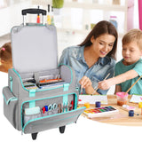 Jaffzora Rolling Teacher Bag with Wheels, Teacher Tote Bag with Detachable Trolley, Large Cart Briefcase with 17in Laptop Sleeve for Women Teaching Office Work Craft Nurse,Gray