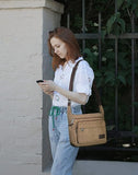 JAKAGO 15" Canvas Messenger Bag Multi Pockets Shoulder Bag Crossbody Bag for Outdoor Camping Laptop bag for Work (Coffee)