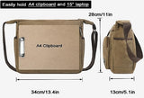 JAKAGO 15" Canvas Messenger Bag Multi Pockets Shoulder Bag Crossbody Bag for Outdoor Camping Laptop bag for Work (Coffee)