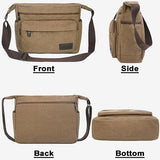 JAKAGO 15" Canvas Messenger Bag Multi Pockets Shoulder Bag Crossbody Bag for Outdoor Camping Laptop bag for Work (Coffee)