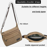 JAKAGO 15" Canvas Messenger Bag Multi Pockets Shoulder Bag Crossbody Bag for Outdoor Camping Laptop bag for Work (Coffee)