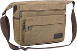 JAKAGO 15" Canvas Messenger Bag Multi Pockets Shoulder Bag Crossbody Bag for Outdoor Camping Laptop bag for Work (Coffee)