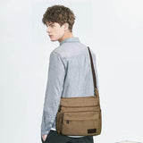 JAKAGO 15" Canvas Messenger Bag Multi Pockets Shoulder Bag Crossbody Bag for Outdoor Camping Laptop bag for Work (Coffee)