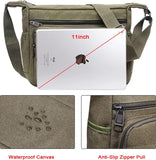 JAKAGO Canvas Messenger Bag Multi Pockets Shoulder Bag Cross body Satchel Bag for Business Travel Outdoor Daily Use (Green)