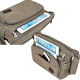 JAKAGO Canvas Messenger Bag Multi Pockets Shoulder Bag Cross body Satchel Bag for Business Travel Outdoor Daily Use (Green)