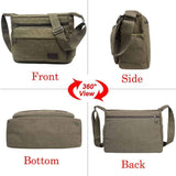 JAKAGO Canvas Messenger Bag Multi Pockets Shoulder Bag Cross body Satchel Bag for Business Travel Outdoor Daily Use (Green)