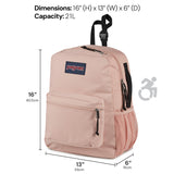 JanSport Central Adaptive Backpack – Wheelchair & Walker Compatible, Tuck - Away Shoulder Straps, Adjustable Backrest Loops & Anchor Straps, Iconic Design, Misty Rose