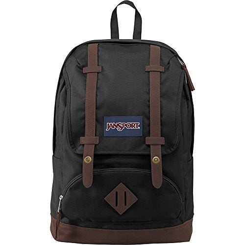 JanSport Cortlandt 15-inch Laptop Backpack - Rugged Vegan Leather Bag, Black | Backpacks4Less