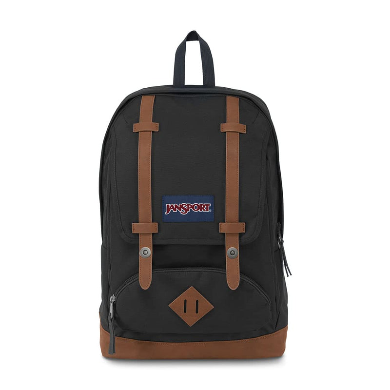 JanSport Cortlandt Laptop Backpack, Black, 15” Laptop Sleeve - Synthetic Leather Shoulder Computer Bag with Large Compartment, Padded Straps - Rucksack for Men, Women