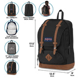 JanSport Cortlandt Laptop Backpack, Deep Juniper, 15” Laptop Sleeve - Synthetic Leather Shoulder Computer Bag with Large Compartment, Padded Straps - Rucksack for Men, Women