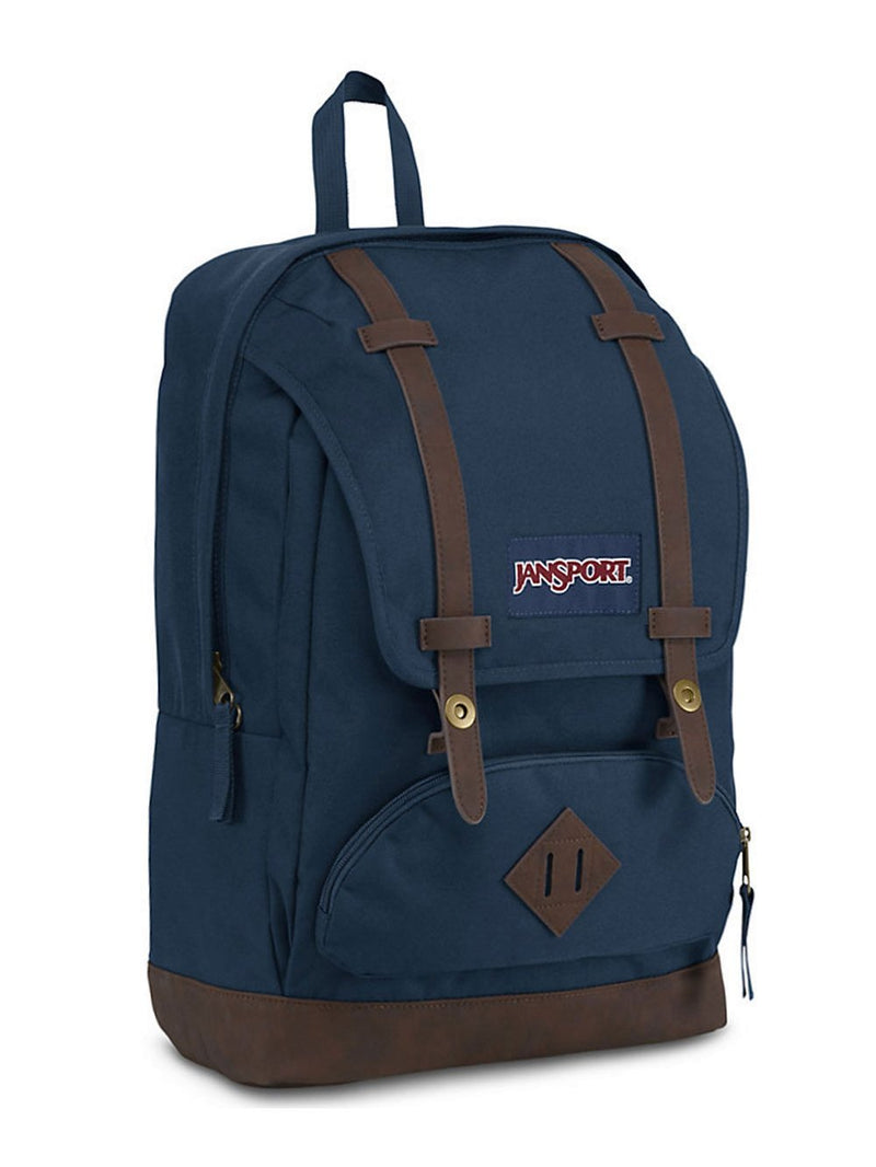 JanSport Cortlandt Laptop Backpack, Navy, 15” Laptop Sleeve - Synthetic Leather Shoulder Computer Bag with Large Compartment, Padded Straps - Rucksack for Men, Women