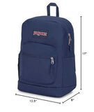 JanSport Cross Town Plus Backpack - Large Main Compartment, Side Water Bottle Pocket, 15 - Inch Padded Laptop Sleeve - Navy